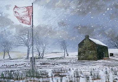 Drovers Arms ve Kızıl Bayrak, Garth yakınlarında, 1992 (kartta guaj) by Huw S. Parsons