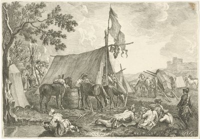 Bir ordu kampı ile manzara by Hyacinth de La Pegna