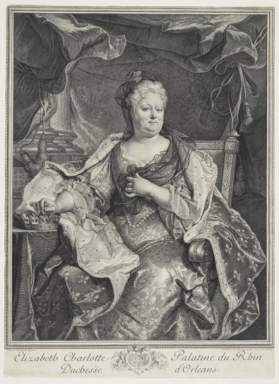 Elizabeth Charlotte Palatine du Rhin, Duchesse dOrleans, eng. Charles Louis Simmoneau (1645-1728) by Hyacinthe Francois Rigaud