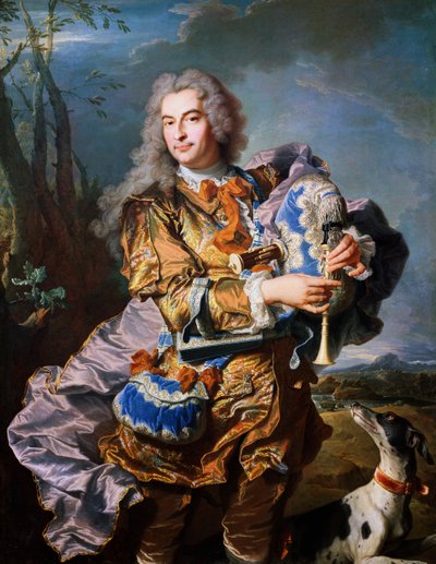 Gaspard de Gueidan gayda çalıyor, yaklaşık 1735, Hyacinthe Rigaud (1659-1743), tuval üzerine yağlı boya. Detay. Fransa by Hyacinthe Francois Rigaud