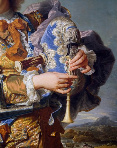 Gaspard de Gueidan gayda çalıyor, yaklaşık 1735, Hyacinthe Rigaud (1659-1743), tuval üzerine yağlı boya. Detay. Fransa by Hyacinthe Francois Rigaud