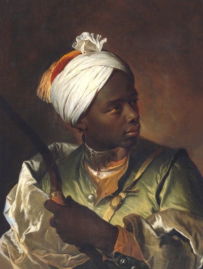 Elinde yay tutan siyah bir adamın portresi, 1697 civarı (tuval üzerine yağlıboya) by Hyacinthe Francois Rigaud