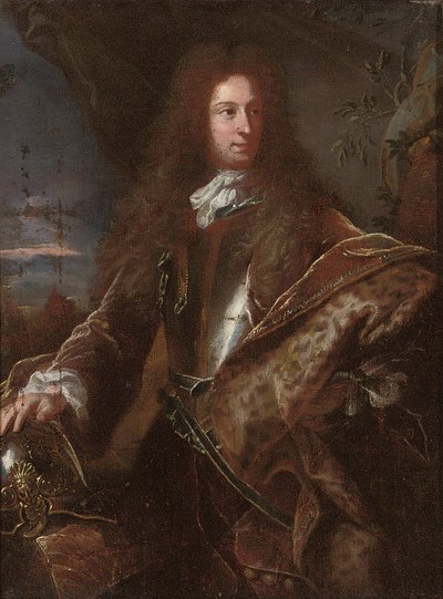Geleneksel olarak Marlborough Dükü John Churchill olarak tanımlanan bir beyefendinin portresi by Hyacinthe Francois Rigaud