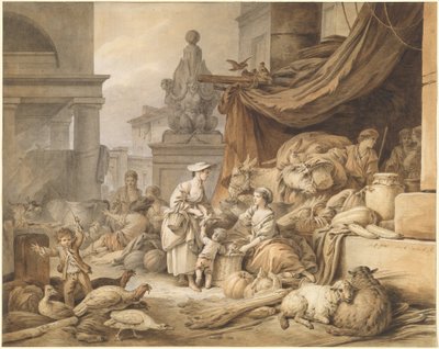 Fantastik Heykelli Pazar Manzarası by I Jean Baptiste Hüet