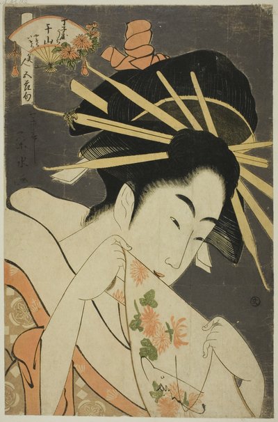 Chojiya'nın Fahişe Senzan'ı, "Beş Festivalin Güzelleri (Bijin gosekku)" dizisinden by Ichirakutei Eisui
