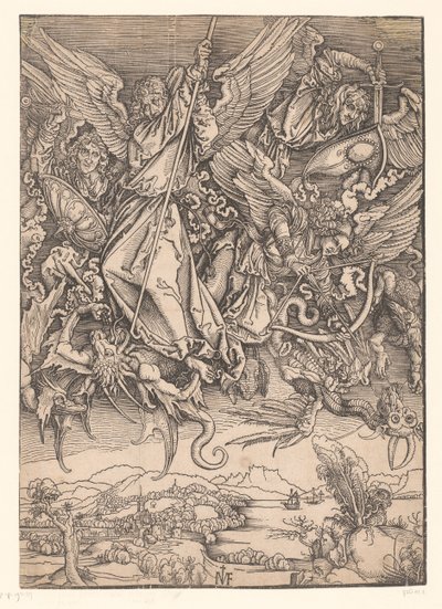 Ejderhalarla Savaşan Başmelekler Dürer'in Kıyametine Kopyalar (dizi başlığı) by Ieronimus Greff von Frankfurt