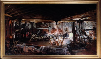 Davulcu çekiçle dövme. Francois Bonhomme (1809 - 1881) tarafından yapılan tablo by Ignace Francois Bonhomme