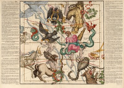 Kış Gündönümü, Düz masalarda göksel kürenin açıklamasından Levha 5, pub. 1674 (el renkli gravür) by Ignace Gaston Pardies