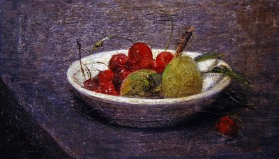Kiraz ve Badem (tuval üzerine yağlı boya) by Ignace Henri Jean Fantin Latour