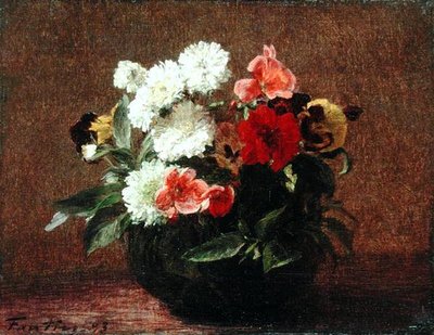 toprak kapta çiçekler by Ignace Henri Jean Fantin-Latour