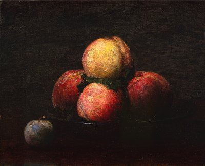 Şeftali ve erik natürmort by Ignace Henri Jean Fantin-Latour