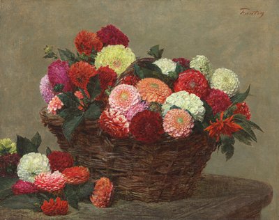 Dahlias Sepeti; Dahlias Sepeti, 1893 by Ignace Henri Jean Fantin Latour