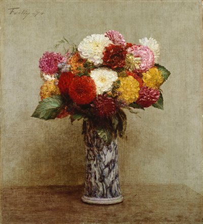 Çin Vazoda Yıldızçiçekleri, 1874 by Ignace Henri Jean Fantin Latour