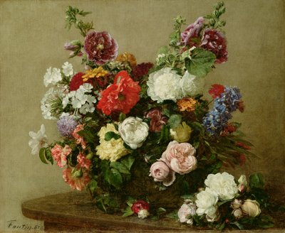 Fransız Gülleri ve Şakayıkları, 1881 by Ignace Henri Jean Fantin Latour