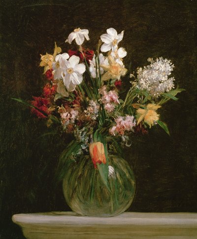 Beyaz Nergis, Sümbül ve Lale, 1864 by Ignace Henri Jean Fantin Latour