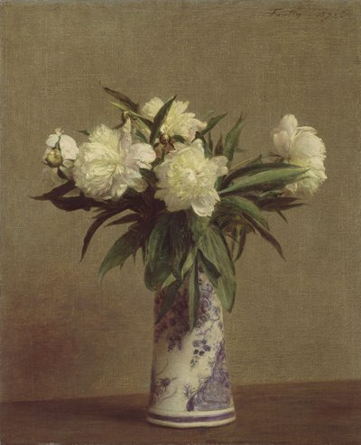 Mavi Beyaz Vazoda Şakayıklar, 1872 by Ignace Henri Jean Fantin Latour
