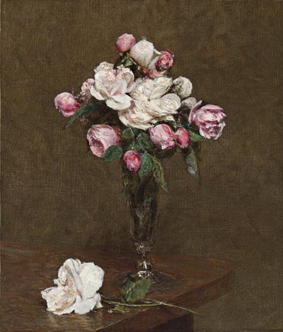 Şampanya Flütünde Pembe Beyaz Güller, 1874 by Ignace Henri Jean Fantin Latour