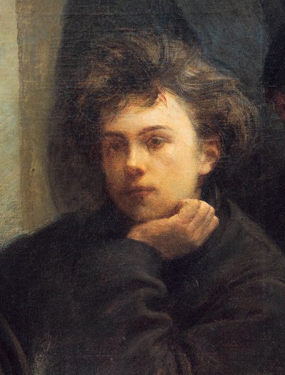 Arthur Rimbaud'un portresi, Köşe Masa resminden detay by Ignace Henri Jean Fantin Latour