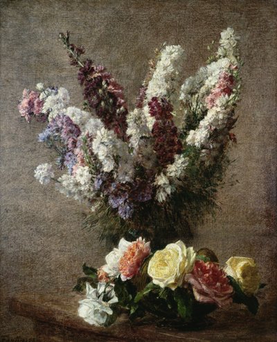 Güller ve Larkspur, 1885 by Ignace Henri Jean Fantin Latour