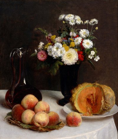 Sürahi, Çiçek ve Meyveli Natürmort, 1865 by Ignace Henri Jean Fantin Latour