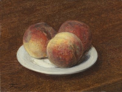 Bir Tabakta Üç Şeftali, 1868 (tuval üzerine kağıt üzerine yağlı boya) by Ignace Henri Jean Fantin Latour