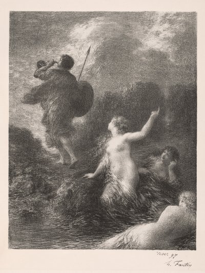 Tanrıların Alacakaranlığı: Siegfried ve Ren Bakireleri, 1897. by Ignace Henri Jean Fantin Latour