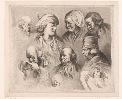 Farklı yaşlardaki dokuz kadın ve erkekten oluşan kompozisyon by Ignace Joseph de Claussin