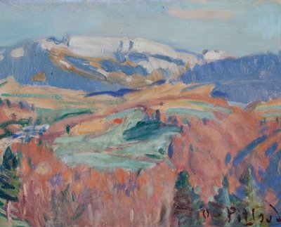 Sonbaharda Fribourg kırsalı (karton üzerine yağlı boya) by Ignace Nazaire Oswald Pilloud