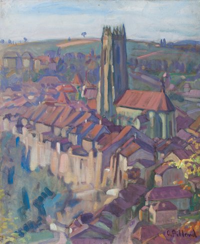 Fribourg manzarası (tuval üzerine yağlı boya) by Ignace Nazaire Oswald Pilloud