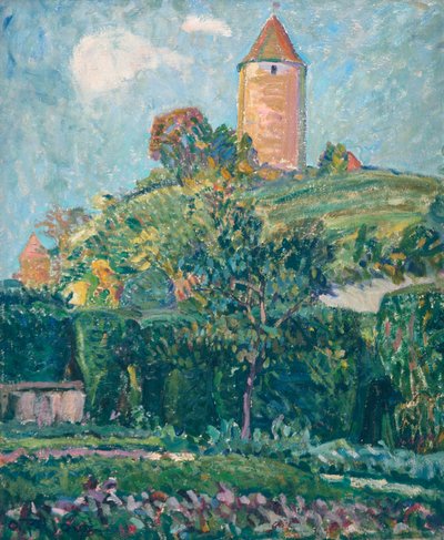 Romont'un görünümü (karton üzerine yağlı boya) by Ignace Nazaire Oswald Pilloud