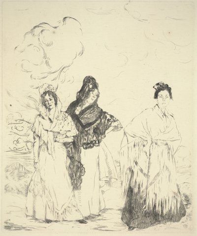 Las Manolas, c.1899 (kuru nokta) by Ignacio Zuloaga y Zabaleta