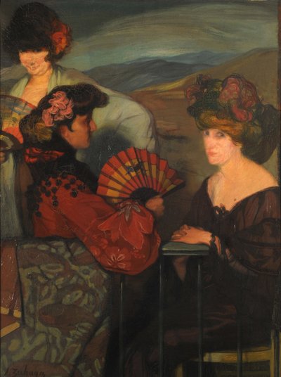 İspanyol kadınlar ve balkonda bir İngiliz kadın, 1900
