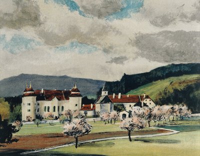 Wieselburg yakınlarındaki Weinzierl Kalesi, c.1909 (kağıt üzerine sulu boya) by Igo Potsch