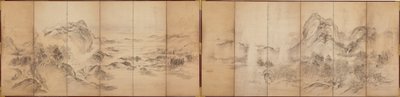 Dağ Manzarası, altı panelli ekranın arka yüzü, Edo Dönemi, 1856-58 (kağıt üzerinde yıkama) by Ikeda Koson