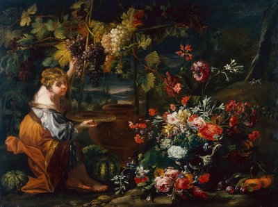 Üzüm Toplayan Genç Kız (tuval üzerine yağlı boya) by Il and Brueghel Abraham Borgognone