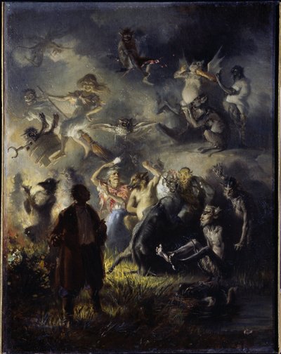 Kel Dağ'da Gece. Yaz gündönümü kutlaması, geleneksel paganizm figürlerini Hıristiyan Ortodoks geleneğiyle karıştıran Slav şöleni Ivan Kupala (Aziz Yuhanna bayramına eşdeğer). boyama by Illarion Mikhailovich Pryanishnikov