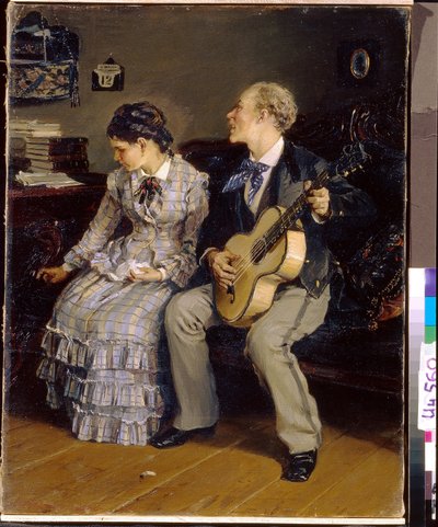 Acımasız romantizm. (Acımasız Romantizm). Ilarion Mihayloviç Pryanishnikov'un (1840-1894) tablosu, tuval üzerine yağlı boya by Illarion Mikhailovich Pryanishnikov