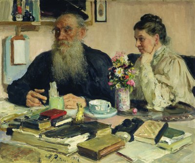 Leo Tolstoy eşiyle birlikte Yasnaya Polyana