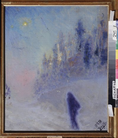 Kış yolu. Yuri İlyiç Repin (1877-1954), ahşap üzerine yağlı boya tablo by Ilya Efimovich Repin