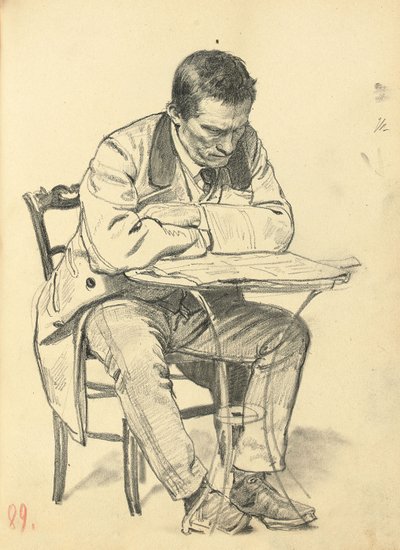"Parisli Bir Kafe" Çalışması: Kafe Masasında Oturan, Gazete Okuyan Adam, c. 1872-1875 by Ilya Efimovich Repin