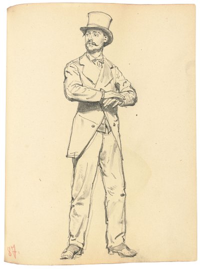 "Parisli Bir Kafe" Çalışması: Ayakta Şapkalı Adam, Bacakları Ayrı, c. 1872-1875 by Ilya Efimovich Repin
