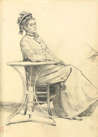 Kafe Masasında Oturan Kadın, c. 1872-1875 by Ilya Efimovich Repin
