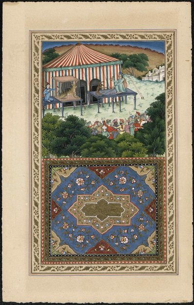 Le Singe et le Leopard Maymun ve Leopar, 1837-1839. by Imam Bakhsh Lahori