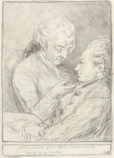 Sanatçının Küçük Kardeşi Augustin Saint-Aubin ile Portresi by Imitator of Gabriel Jacques de Saint Aubin