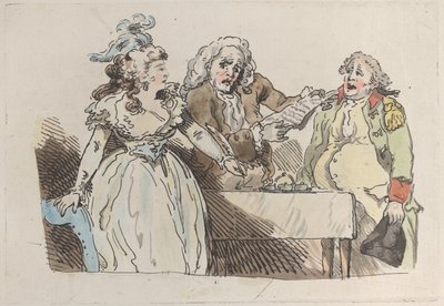 Genç Bir Kadın Mirasçı Bir Belgeyi İmzalamaya Hazırlanıyor, 1780-1800., 1780-1800. by Imitator of Thomas Rowlandson.