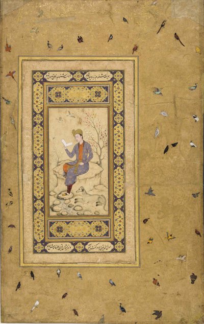 Bir manzarada okuyan genç adam, c. 1608-1610. by Indian Art.