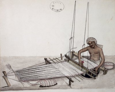 AS10 Cilt 52 f5 4904 cat.201 i-iv Dokuma tezgahında dokumacı, Bombay, c.1873 (kağıt üzerine suluboya) by Indian School