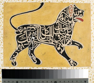 Kaligrafiden yapılmış bir aslan, 1800 dolayları by Indian School