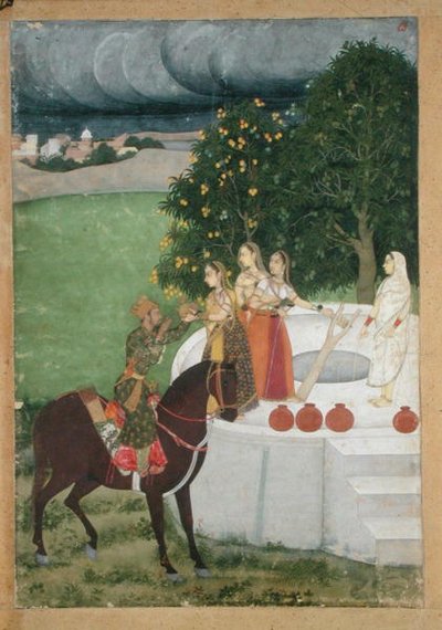 Bir kuyuda bayanlardan su alan atlı bir Prens, Murshidabad