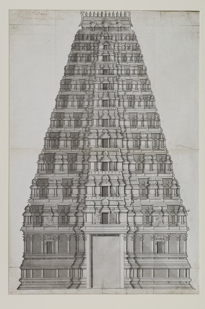 On iki katlı bir gopuram by Indian School